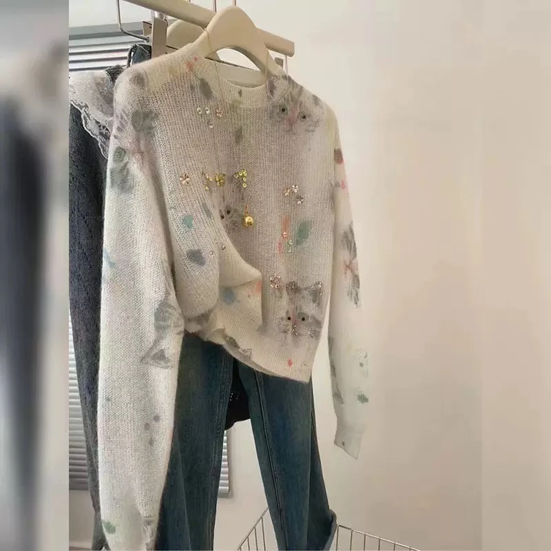 精致针织猫咪上衣