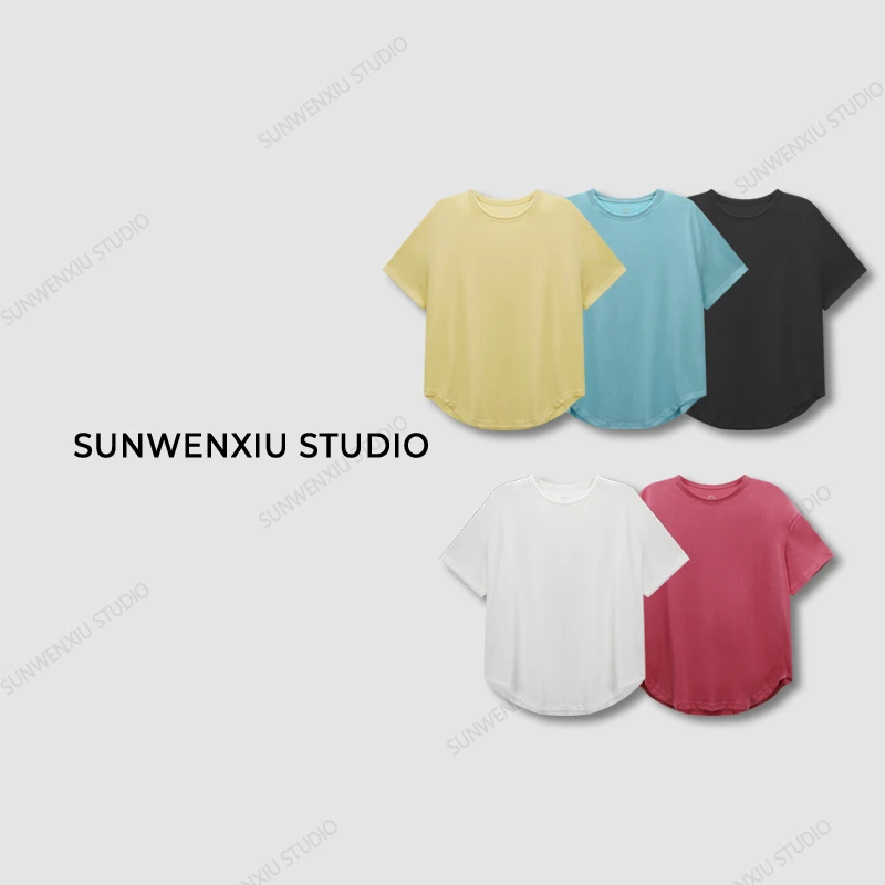swx studio3店 “五颜六色”夏季休闲薄款宽松仿麻肌理感T恤