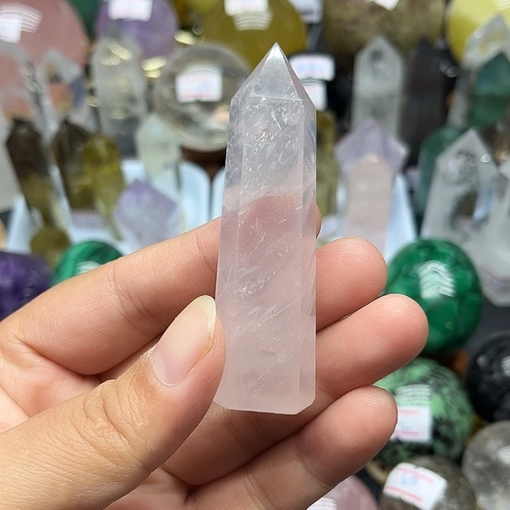 珠宝半成品未镶嵌水晶35克粉水晶柱