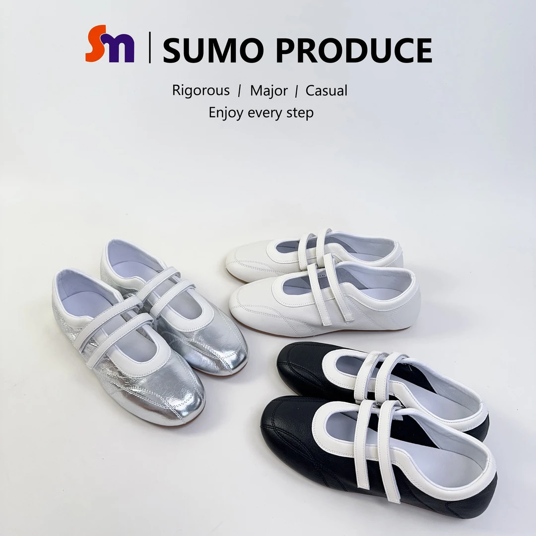 素陌新款玛丽珍休闲鞋女真皮芭蕾舞平底鞋浅口小白鞋百搭软底108