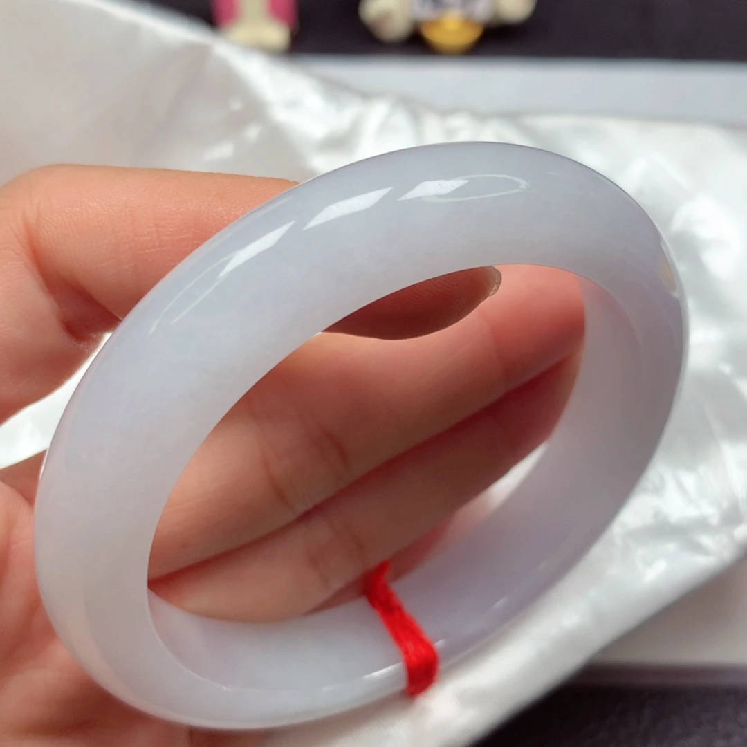 翡翠未镶嵌手镯冰润细腻白月光洒桂花5758