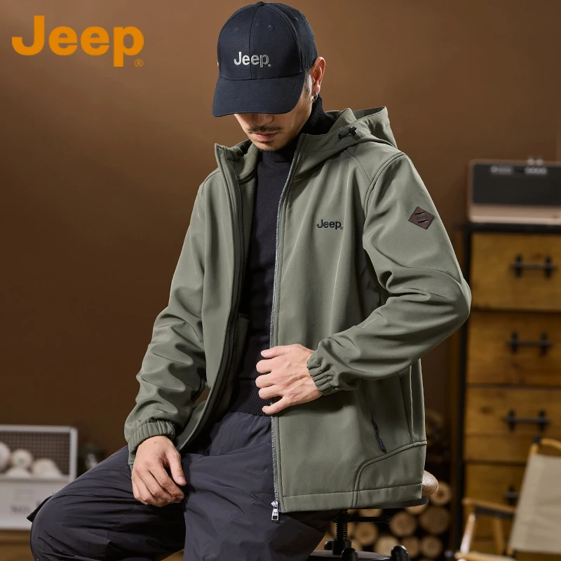 JEEP吉普连帽冲锋夹克男款2025年秋季新款宽松休闲男士外套上衣服
