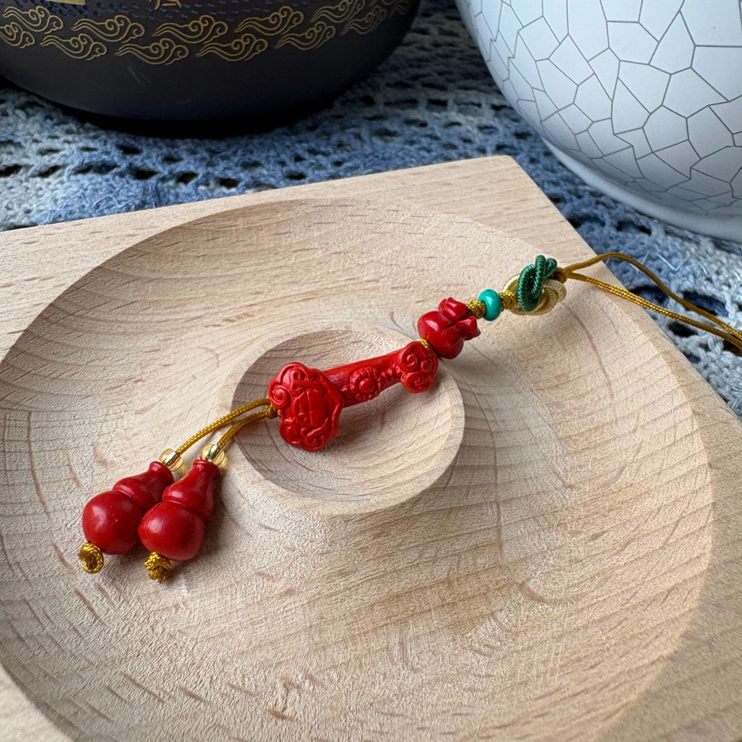 含辰砂工艺品普陀山爆款朱砂如意挂件