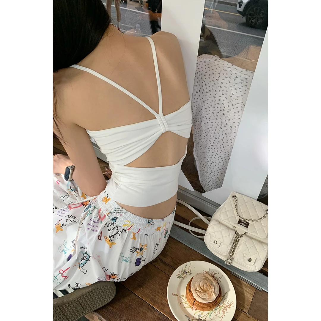 freedomfairy【性感出挑】纯欲风露背吊带背心夏季辣妹上衣FF1902