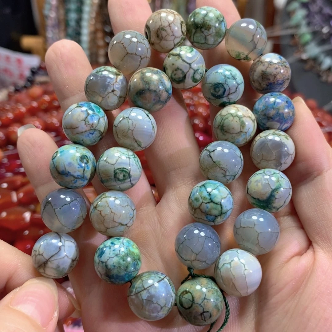 未镶嵌玛瑙/玉髓珠宝半成品龙纹火玛瑙一条卡14mm