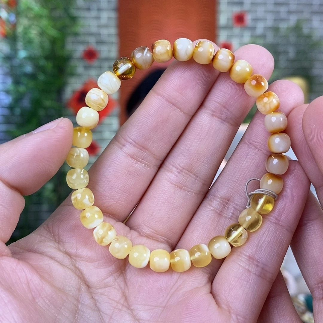 蜜蜡裸石未镶嵌蜜蜡手串6.5mm