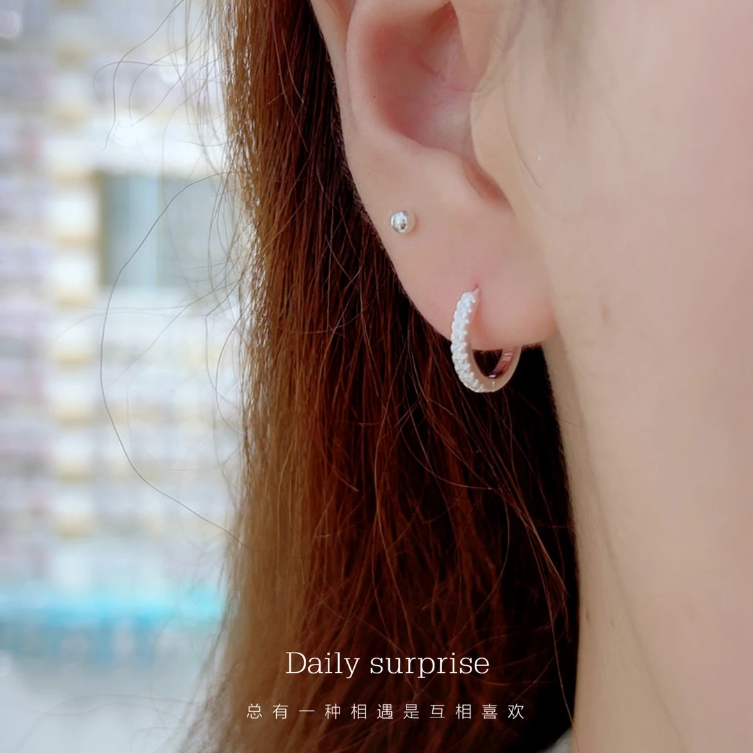 Dailysurprise 足银合成锆石耳饰 足银990发光小耳扣