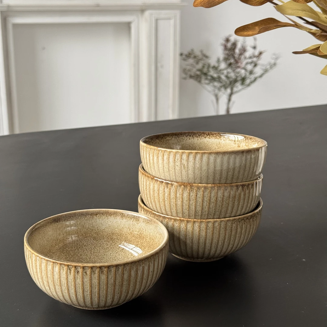 陶瓷碗复古窑变高级感家用4.5英寸米饭碗高颜值好看餐具瑕疵P2D