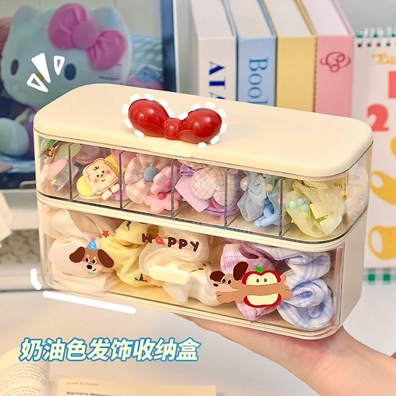 发箍收纳盒发饰整理盒儿童头绳皮筋发夹发卡女生桌面带盖防尘分格