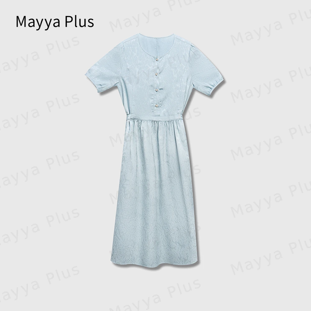 【花城秘境】Mayya Plus麦芽定制夏季气质时尚圆领连衣裙32328387