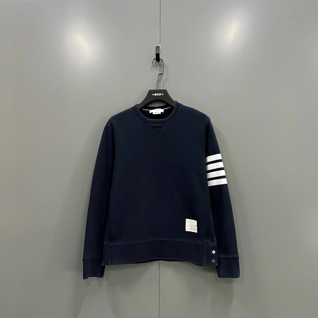 99新 THOMBROWNE （ll） TB 藏青色四条纹印花卫衣 4码 205518