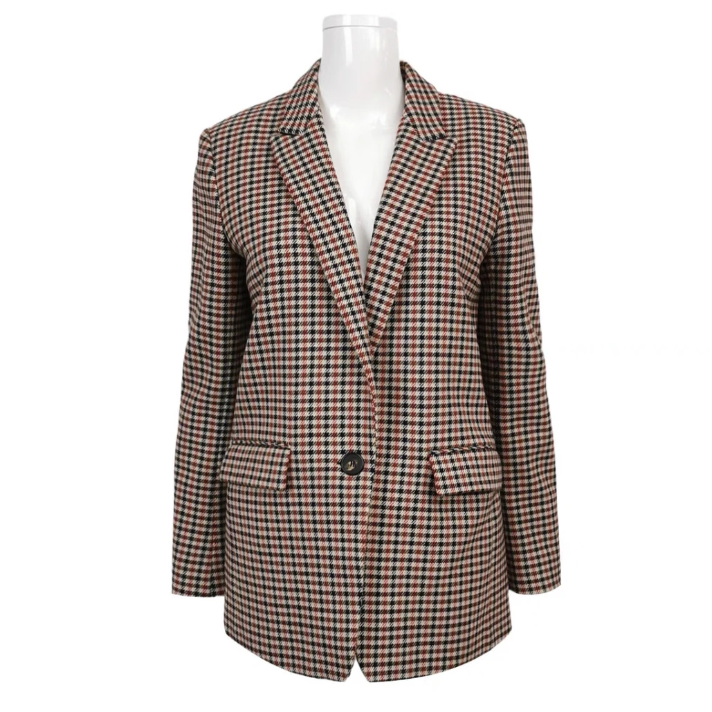 99新 TORY BURCH/汤丽柏琦 格子西装外套/6码/B01954
