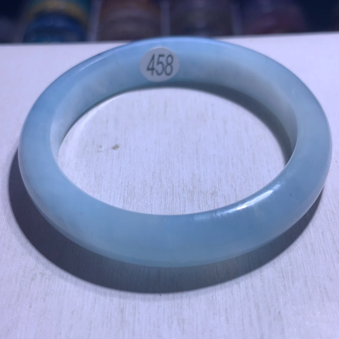 手镯水晶银S925镶嵌海蓝宝51.5圈458