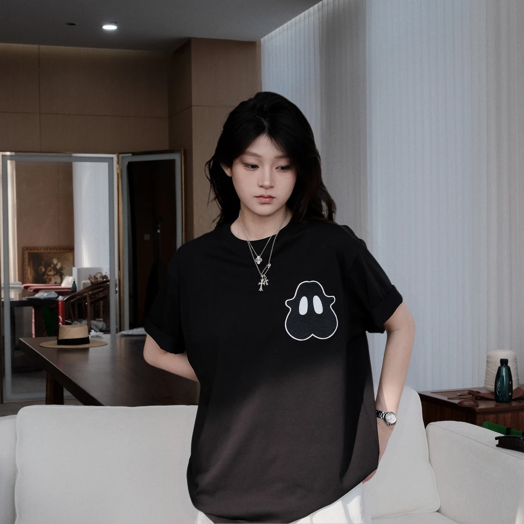 新款小怪兽图案圆领短袖时尚潮流上衣百搭男女同款短袖