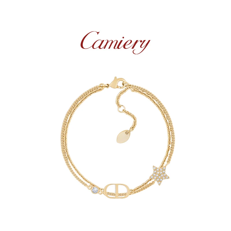 铜合金手镯 CAMIERY莫桑钻点钻CD猪鼻子字母手链