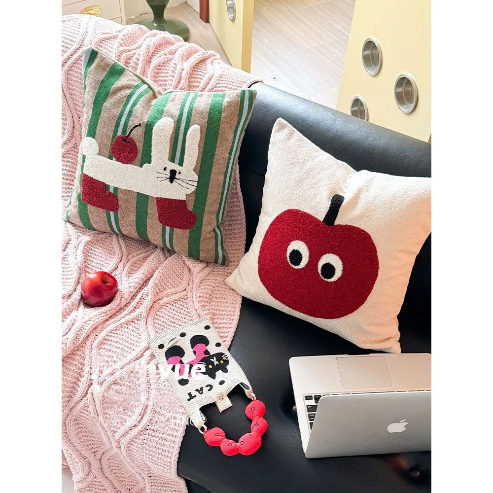 藏】法式奶油风多巴胺可爱绣花卧室抱枕靠垫床头靠枕腰靠背抱枕套