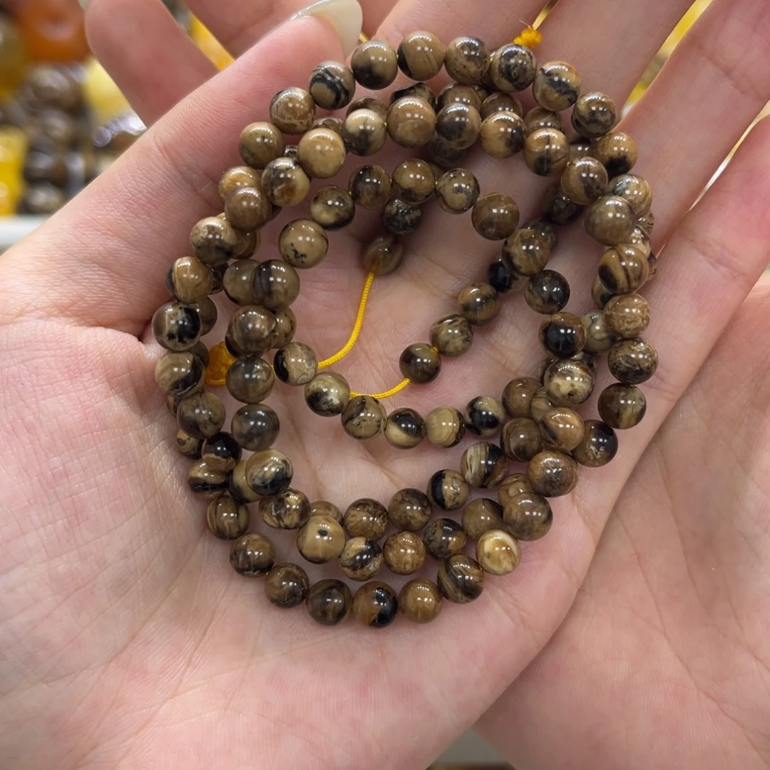 琥珀未镶嵌颈饰天然琥珀浅根多圈5mm