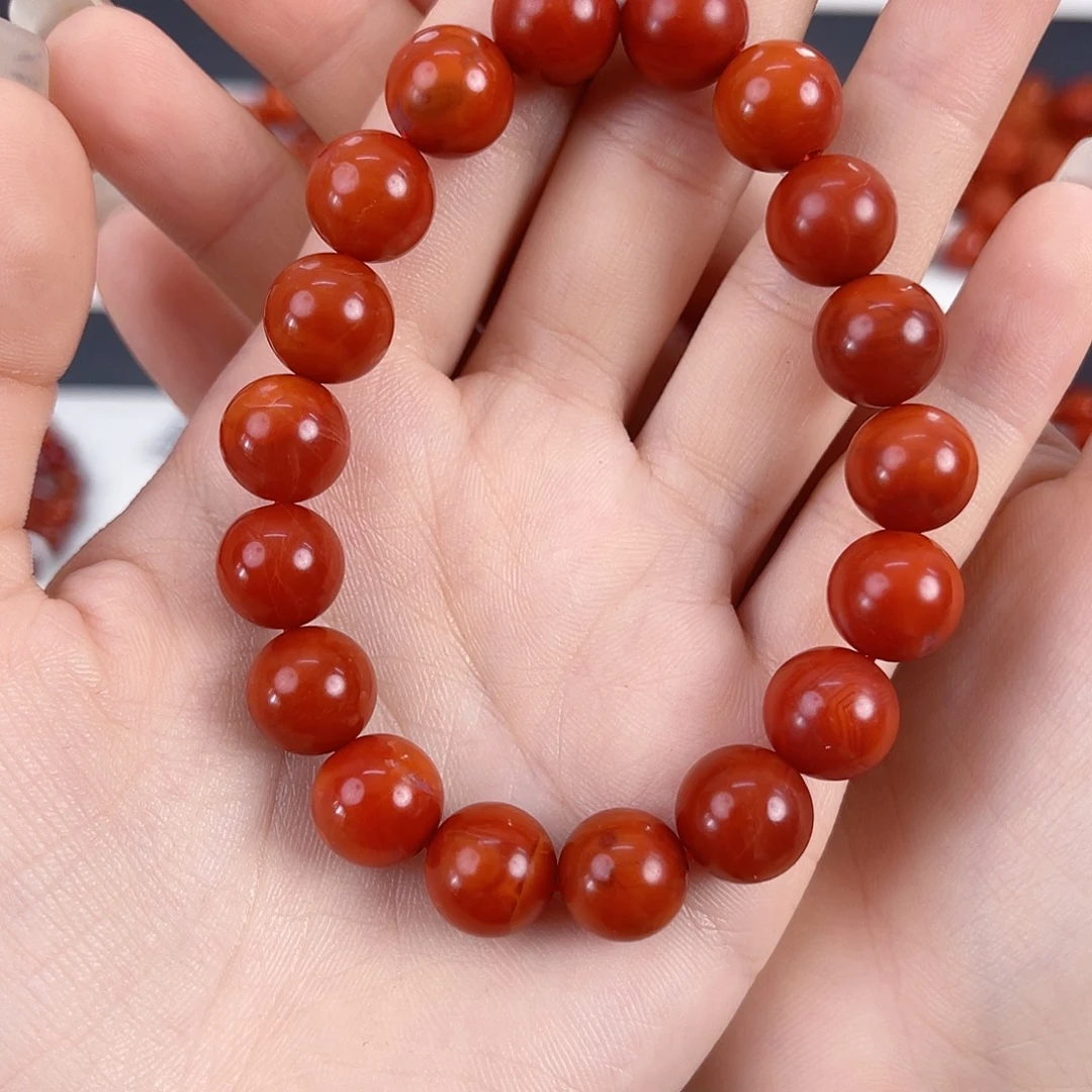 南红玛瑙未镶嵌保山阿东寨锦红11mm手串
