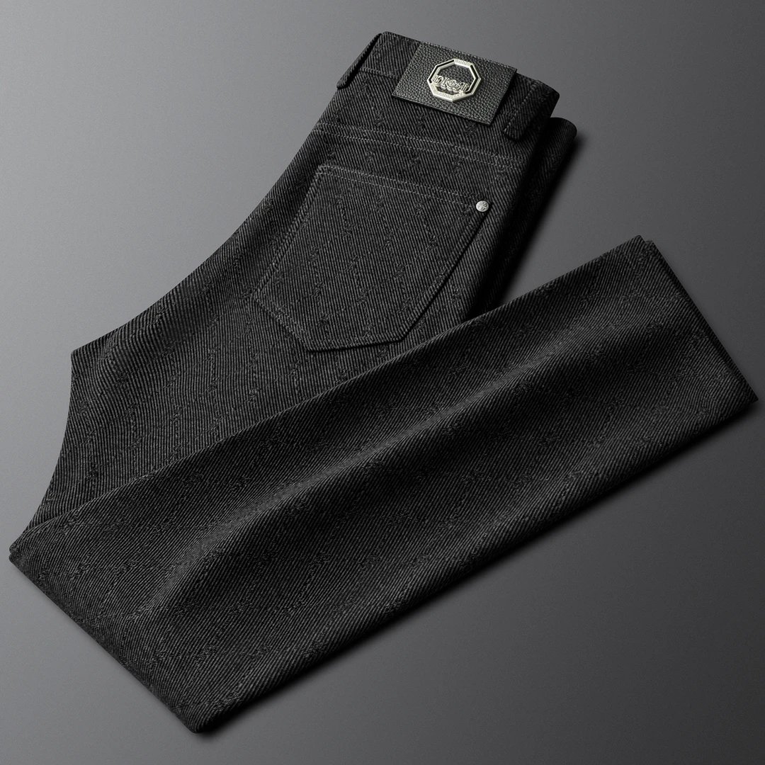 男款秋冬款商务休闲裤黑色含羊毛轻奢秋冬厚款毛呢时尚修身直筒裤