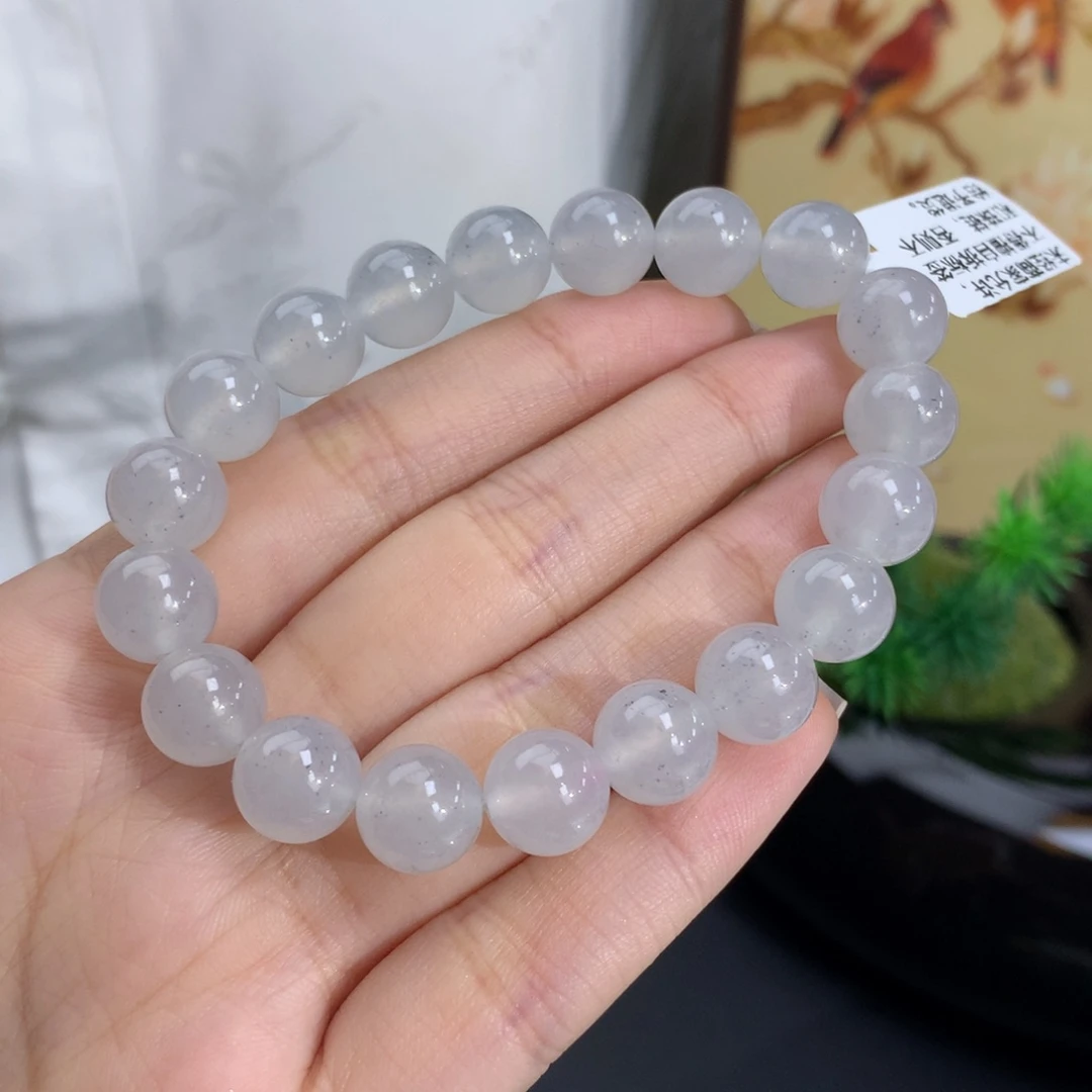 未镶嵌手串翡翠卡10冰胶白底乌鸡