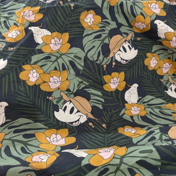 38 纯植物酵素洗品牌 米奇森林系列 亚麻面料3米价 柔软不扎透气