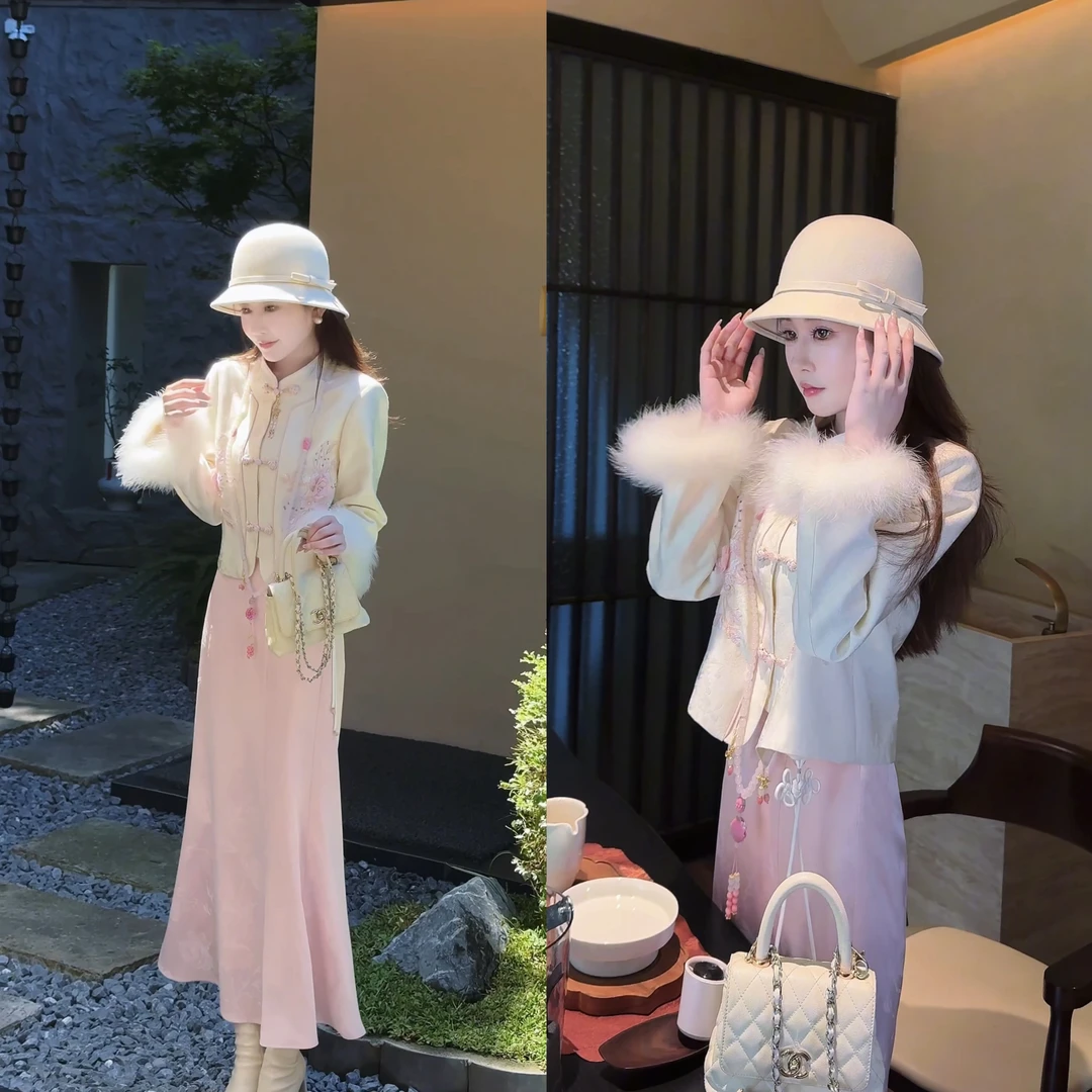 【婷婷】《浮生若梦•粉黛》毛毛刺绣缎面提花套装TTL2SQ756【Q】