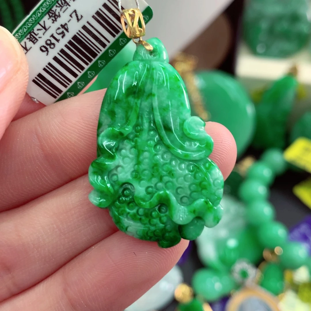 翡翠18K金镶嵌吊坠(不含链)