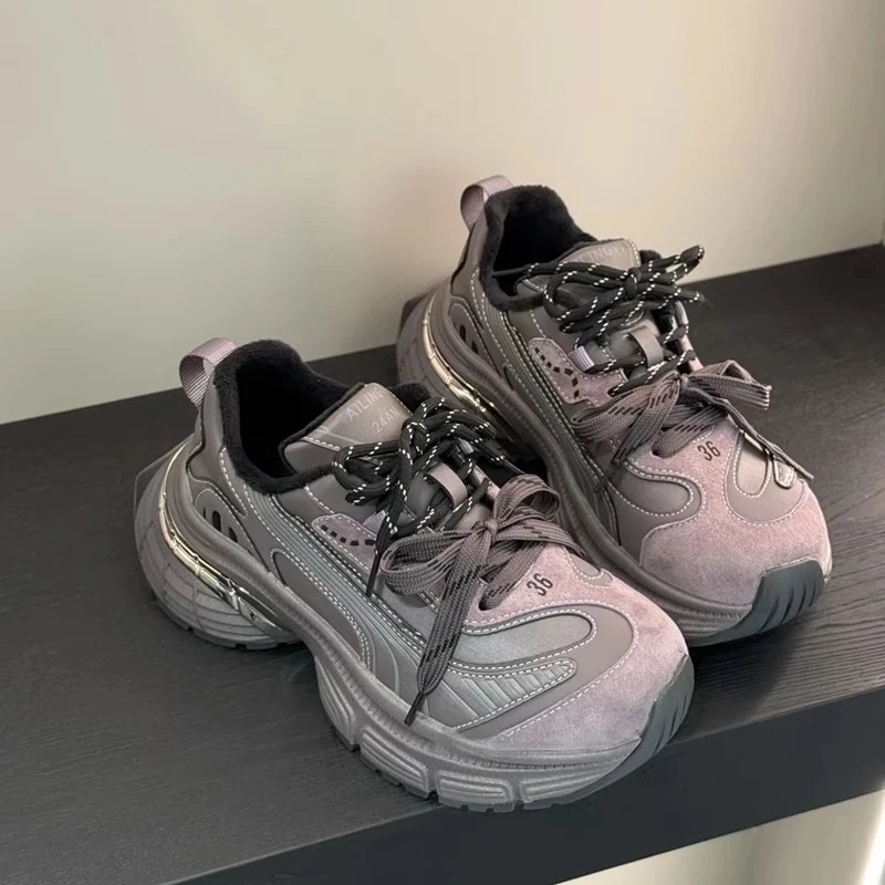 欧洲站厚底增高时尚老爹鞋女2025春季新款百搭休闲运动鞋防滑女鞋