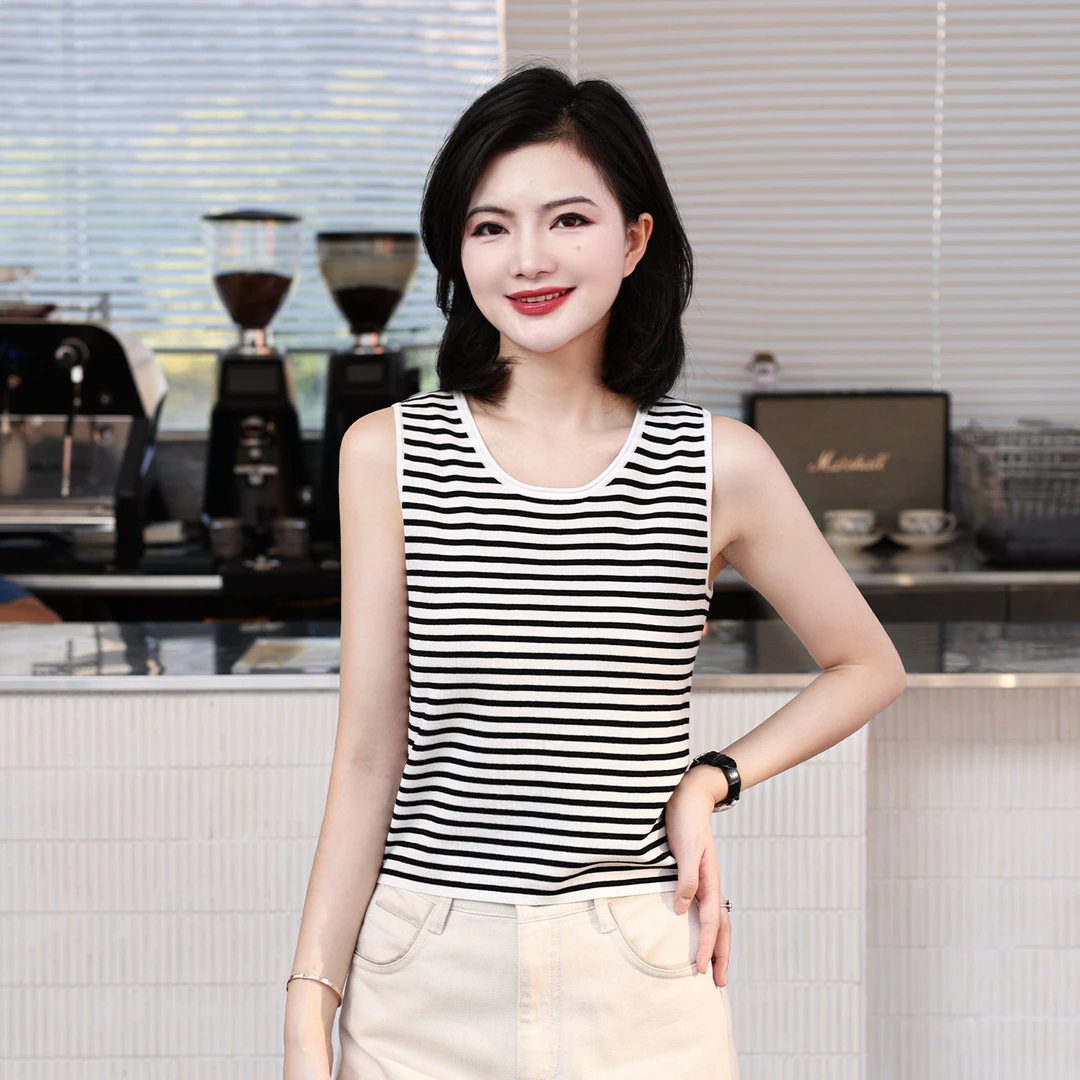 【收副乳背心】阿楠anan莱赛尔u领女士白色打底背心夏季游出行衣服