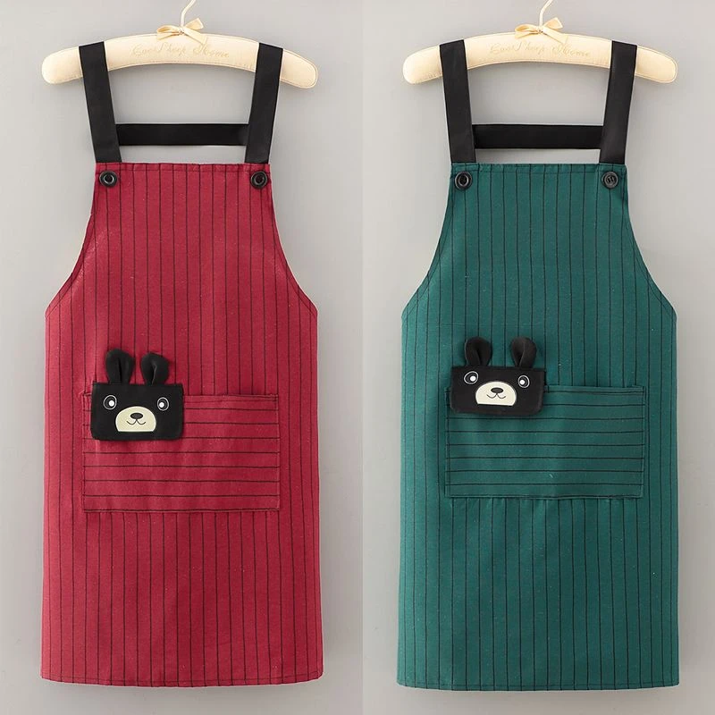 纯棉洋气专用上班棉布围裙家用做饭厨房工作服背带围腰透气耐脏