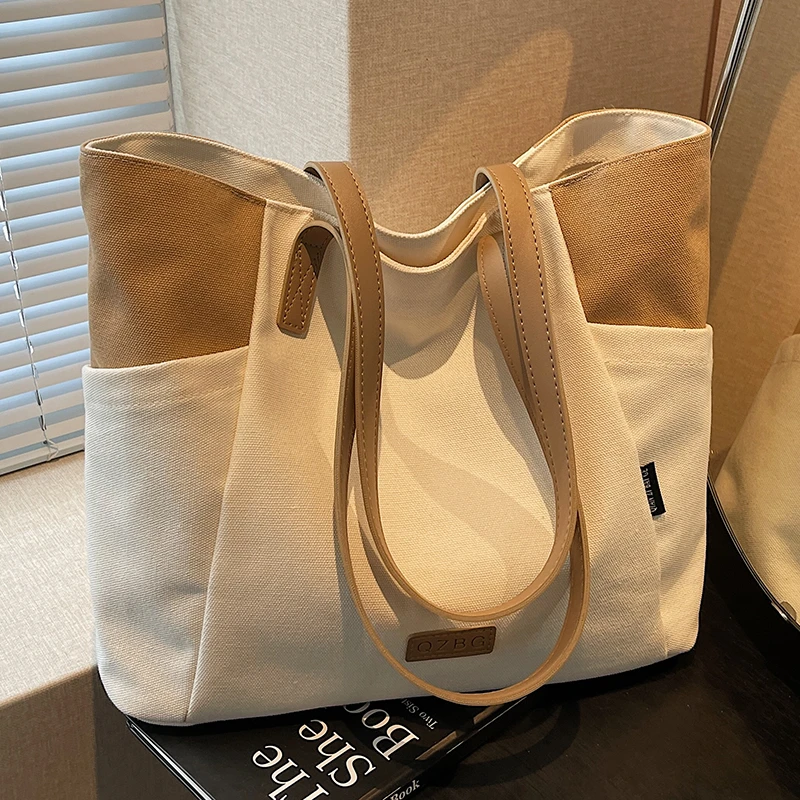 大容量休闲托特包2025夏季新款韩版时尚妈咪帆布包上班通勤单肩包