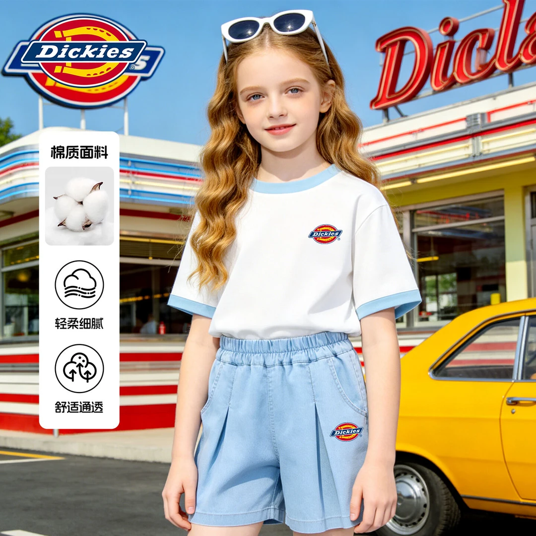 Dickies女童夏套装2026新款夏季轻薄户外短袖女孩运动服儿童夏装商品图