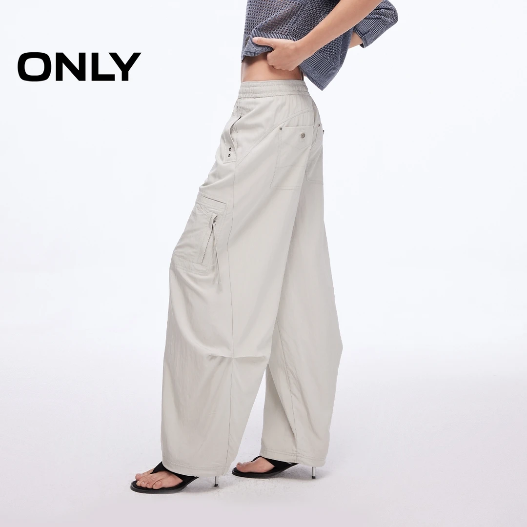 ONLY秋季轻薄舒适宽松高腰直筒裤长裤休闲裤女通勤休闲|125114055
