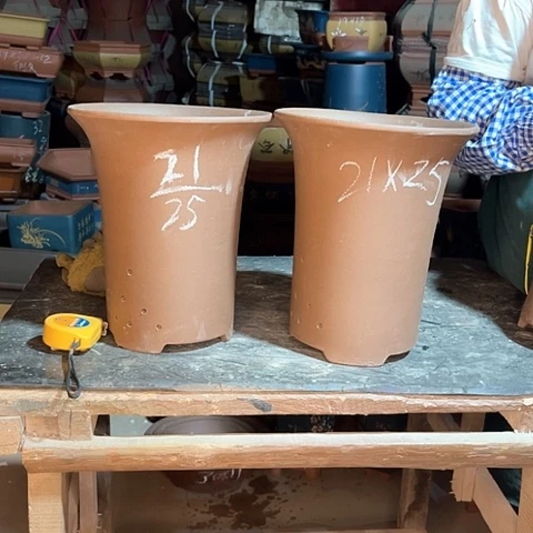 紫砂花盆蓝花盆两个正