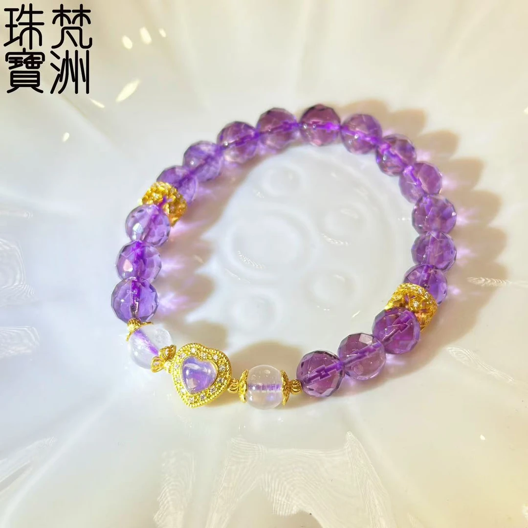 【水冰月】手工定制  爱心 紫水晶手串 FZD3705-K 多样性发一
