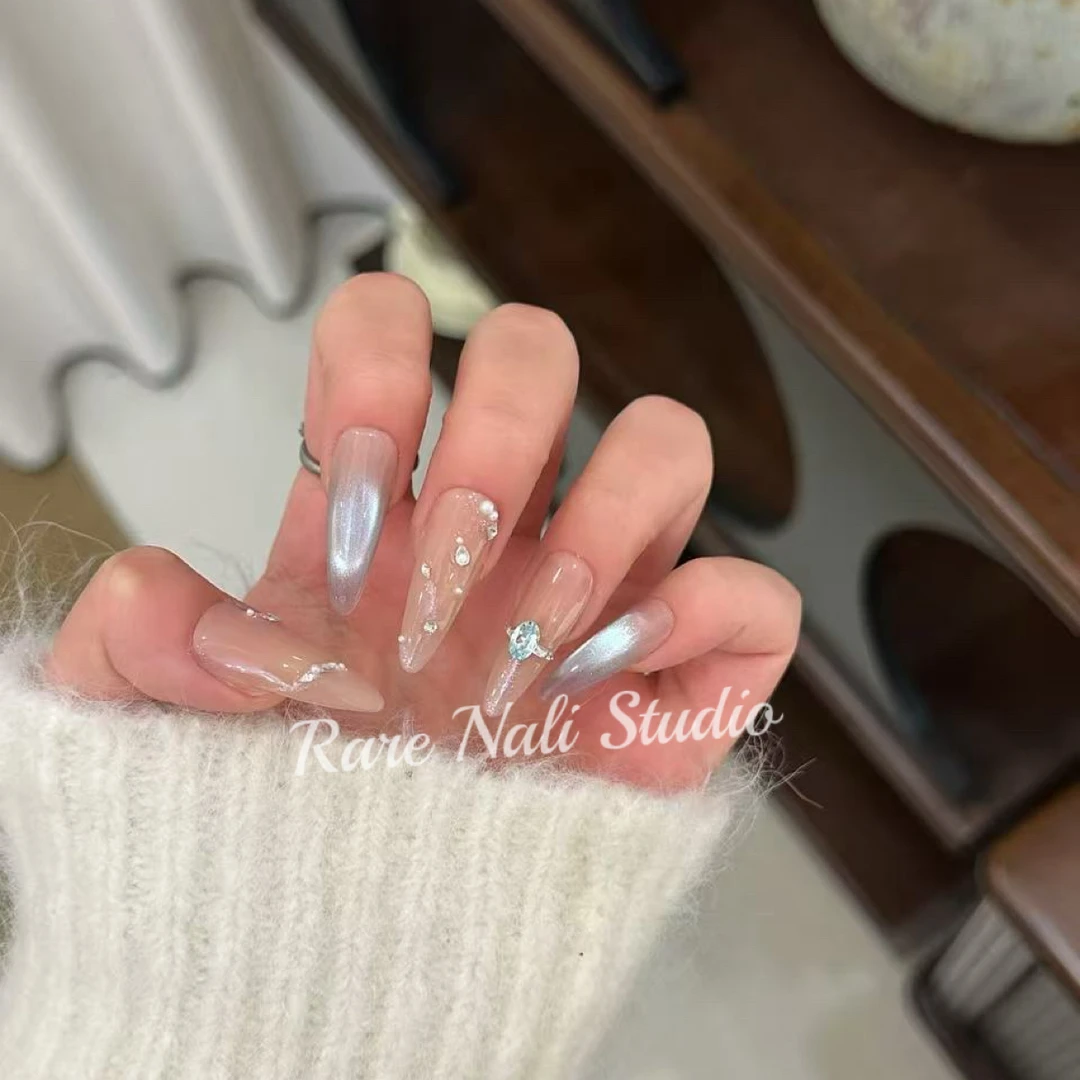 【荧光】纯手工显白高级感裸色渐变穿戴甲美甲贴