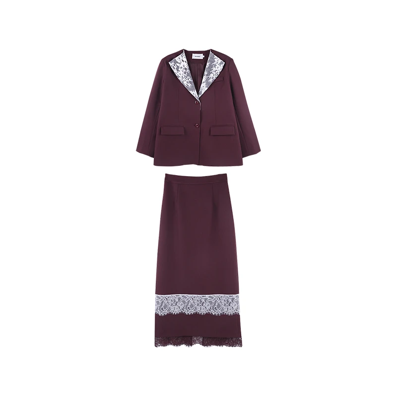 「格蕾恋人」2025春季蕾丝西装外套半身裙套装HBZC622188 nnassa