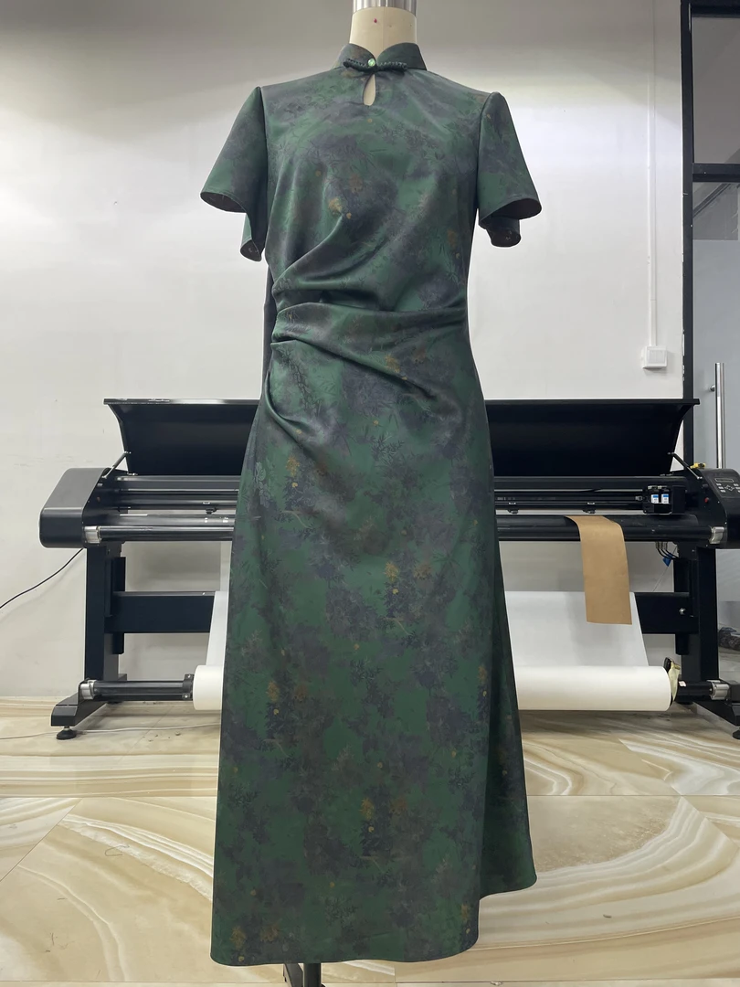 宥芈丝绸【喇叭袖改良国风旗袍手工费】时装服装面料时装服装面料A