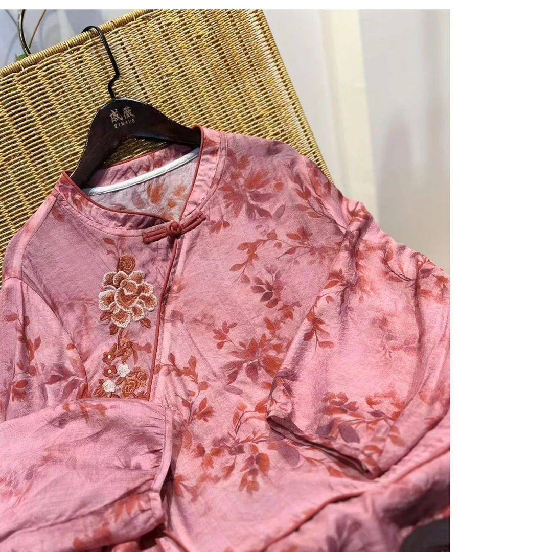 戚薇原创【粉黛】新款新中式复古刺绣国风上衣