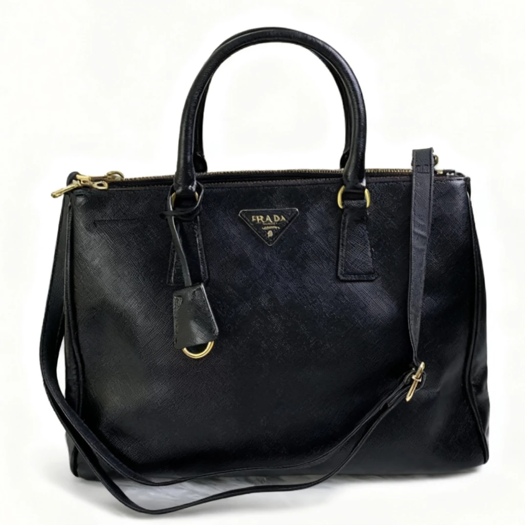 99新 Prada/普拉达 PRADA /普拉达·黑金油蜡皮2way