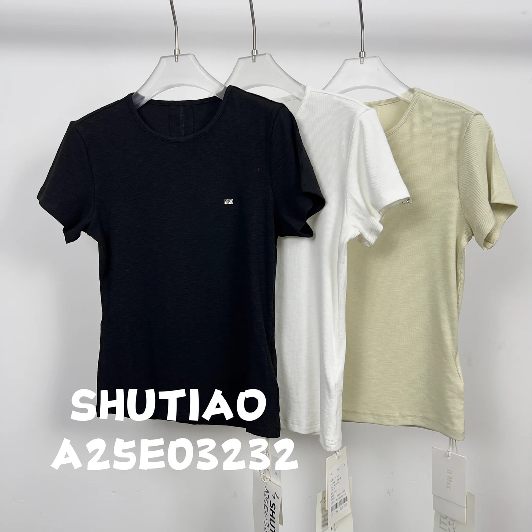 【SHUTIAO】2025夏季：新款小众设计款T恤A25E03232