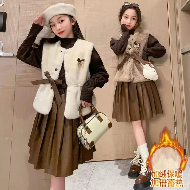 时髦小女孩甜美风加绒三件套（不带配饰)147
