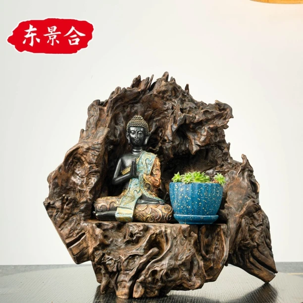 东景合根雕 家居摆件 茶空间装饰 包裹型根雕