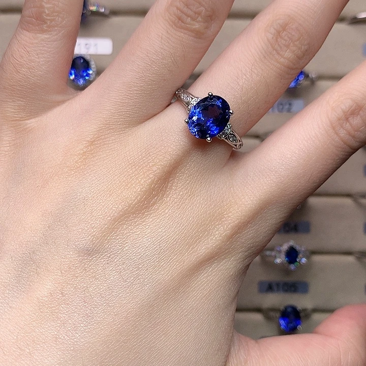戒指银S925镶嵌蓝宝石