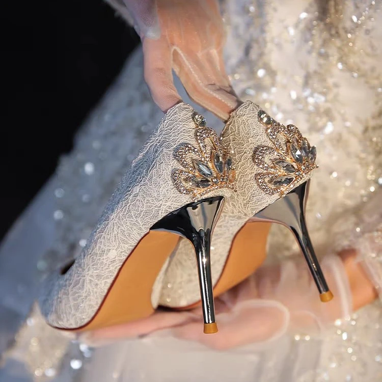 高跟鞋女2025新款春夏配裙子细跟不累脚新娘婚鞋法式气质尖头单鞋