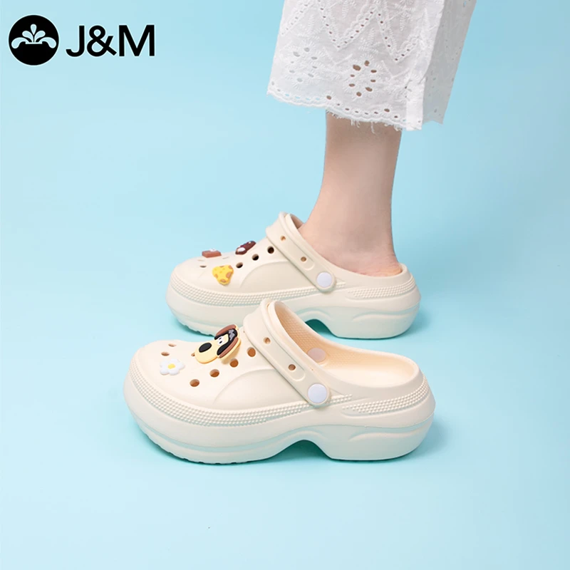 J&M/快乐玛丽【夏季洞洞鞋】旺来鞋花软底防滑舒适运动沙滩鞋女鞋