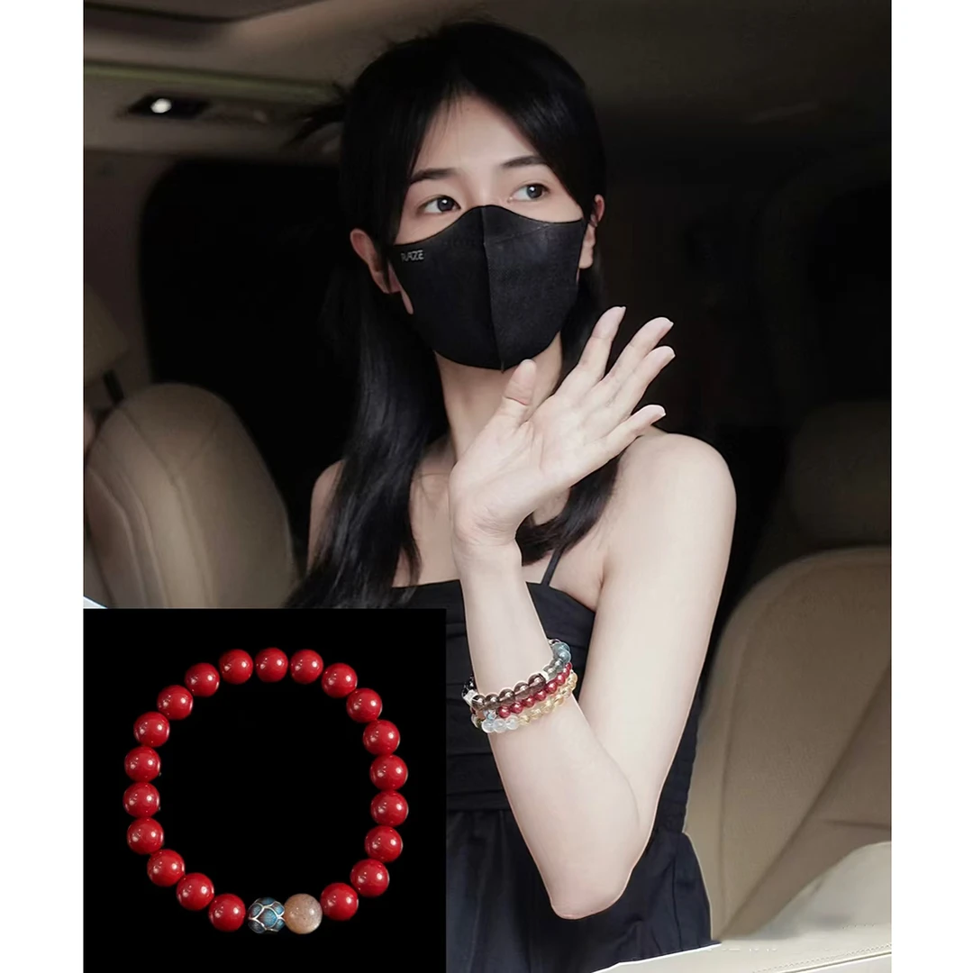 非金属仿水晶手链 宝丫轻奢 8mm拼色串珠朱手串K900