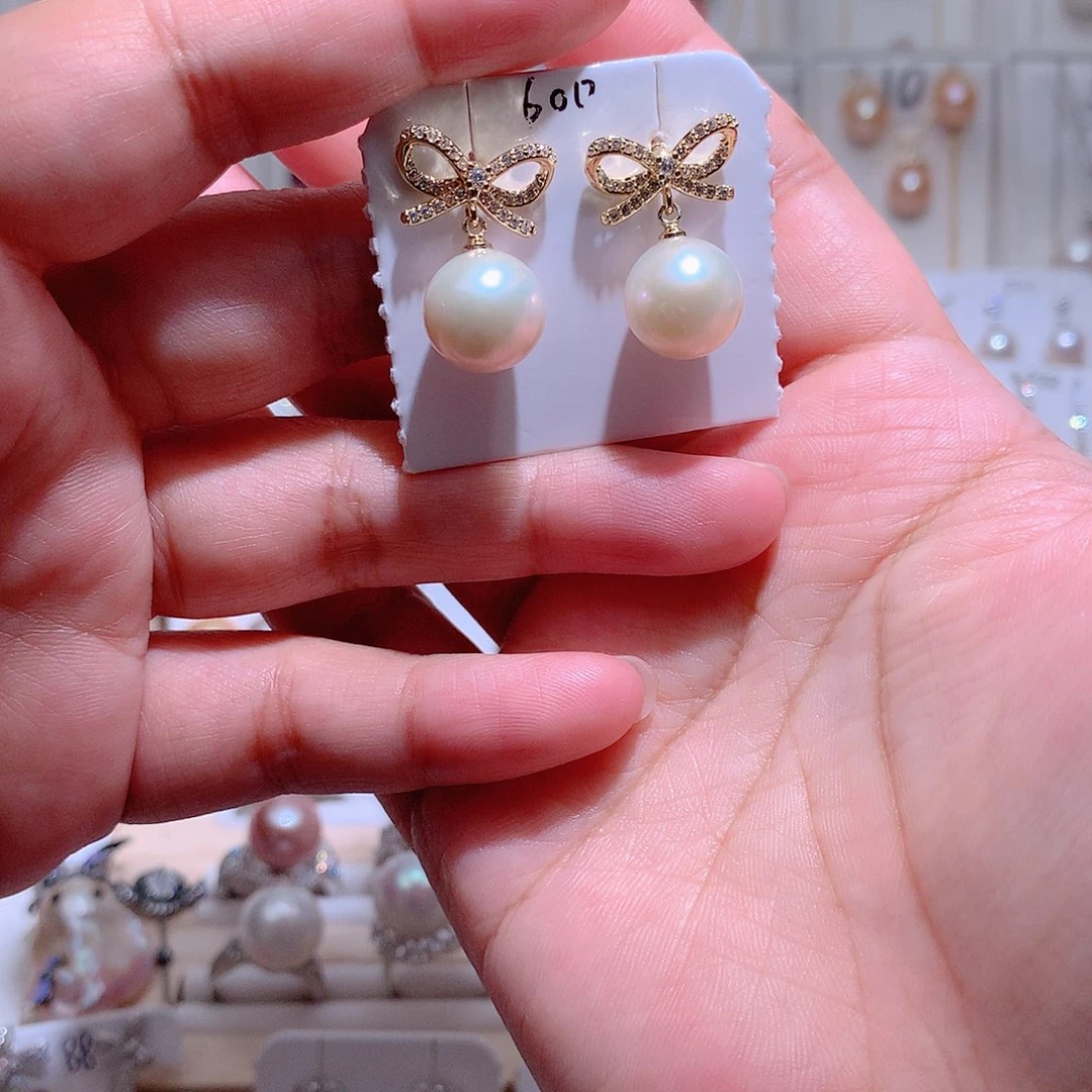 淡水珍珠耳饰银S925镶嵌CC11.5mm