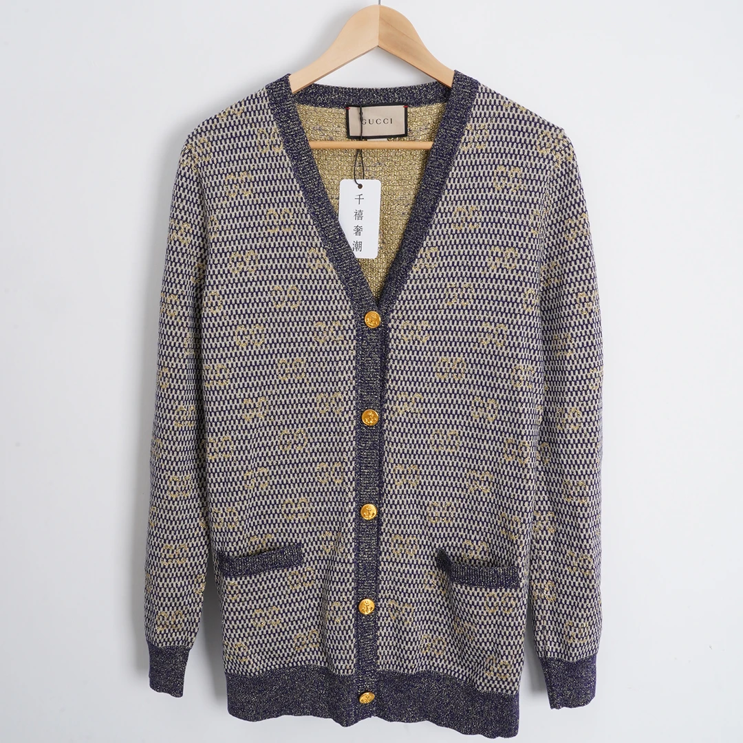 未使用 GUCCI/古驰 羊毛/SC0158/gucci满印开衫/M码/古驰女装