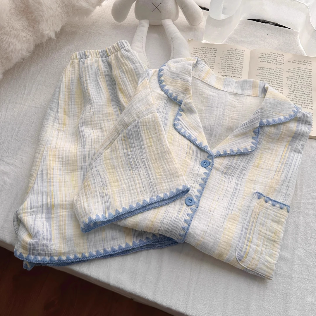 新款夏季云朵棉睡衣女短袖短裤宽松学生大码爆款家居服套装可外穿